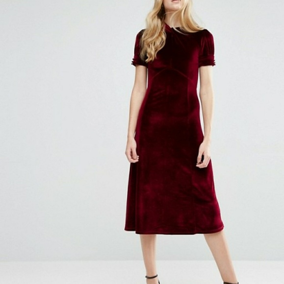 asos red velvet dress